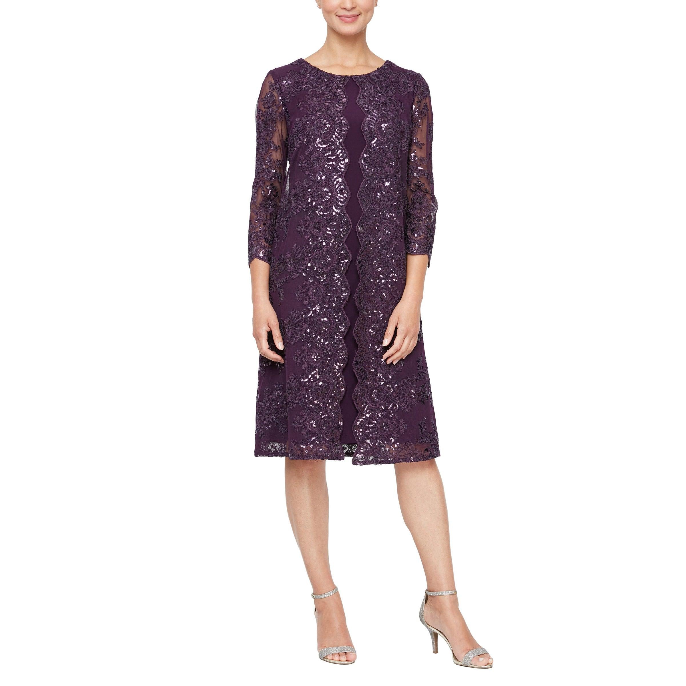 <p> </p>
<p>This elegant short dress features a<span> quarter sleeve boat neckline</span><span data-mce-fragment="1">. Floral lace lavishes the immaculate look of this dress, sprinkled with sequins for a scintillating finish</span>. This dress is perfect for any special occasion.</p>
<p> </p>
<p><span>Sleeve Style : 3/4 Sleeve</span></p>
<p><span>Length : KneeLength</span></p>
<p><span>Color : Eggplant</span></p>
<p><span>Sizes : 6, 8, 10, 12, 14, 16, 18</span></p>
<p><span>Fully Lined</span></p>
<p><span>Soft Cup Inserts</span></p>
<p><span>Occasion : Formal, Mother of the Bride, Mother of the Groom, Church, Wedding Guests</span></p>