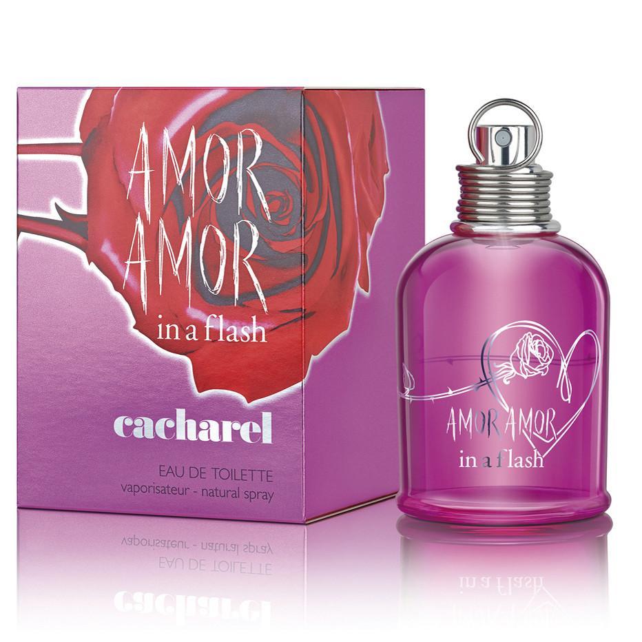 Amor Amor In A Flash Perfume by Cacharel, Celebrate the breathtaking split-second timing of love at first sight with amor amor in a flash, a 2013 limited relaunch by cacharel. This electric scent for women features a youthful base of sugary-sweet caramel and creamy vanilla, creating an enticing backdrop for the play of juicy apricot and red apple with just a hint of spicy cinnamon. The overall effect is a long-lasting fragrance that captures the imagination and the attention of everyone you meet-both day and night.