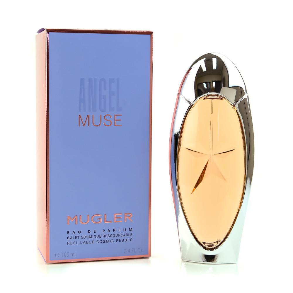 In April 2016, Thierry Mugler will launch the latest addition to the famous gourmand, Angel, the "futuristic - gourmet" Angel Muse. As Angel from 1992 represented the first gourmand perfume, so is the new edition announced as the first gourmand scent of vetiver for women.

“New fragrance, new bottle, new codes: a shock wave is shaking up the Angel galaxy. Angel MUSE, the new Eau de Parfum you will hate to love.”

Angel Muse is here to renew the style of the gourmand fragrance genre. Its accord is luminous and not too sweet; it gradually develops into an elegant gourmand to stimulate our "olfactory appetite". The composition is developed by Quentin Bisch, containing a sweet accord of hazelnut cream with the elegant, woody and typically masculine character of vetiver balancing the creamy sweetness.

“To make an analogy, you could say that Angel Eau de Parfum is the star, while Angel MUSE orbits around the star and revolves as if around a galaxy.” Christophe de Lataillade, Creative Director for MUGLER fragrances

The bottle design is described as a “cosmic pebble", made of an elliptical, silver, metal ring with gently ambery, nude glass in the middle which reportedly evokes the surface of Mars.

The face of the perfume is Georgia May Jagger, who followed the steps of her mother Jerry Hall as the face of the Angel perfume line. The photographer of the campaign is Sølve Sundsbø.