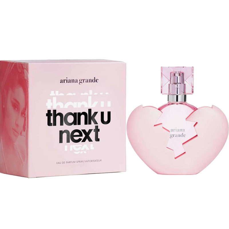 <meta charset="utf-8"><span data-mce-fragment="1">Optimistically outspoken. Playful yet cool. Introducing Thank U Next Eau de Parfum by Ariana Grande. The ultimate fragrance for moving on and looking up. Thank U Next bursts opens with juicy notes of sparkling white pear and wild raspberry that soften with a heart of creamy coconut and delicate pink rose petals. Divine velvety musk infuses classic Ari sass, while macaroon sugar adds playful femininity. Full of attitude, full of sweetness.</span><br data-mce-fragment="1"><br data-mce-fragment="1"><span data-mce-fragment="1">Fragrance Family: Oriental<br></span><span data-mce-fragment="1">Scent Type: Sweet Gourmand<br></span><span data-mce-fragment="1">Key Notes:</span>
<ul data-mce-fragment="1">
<li data-mce-fragment="1">Top - white pear, white raspberry</li>
<li data-mce-fragment="1">Middle - creme de coconut, pink rose petals</li>
<li data-mce-fragment="1">Base - macaroon sugar, velvet musk</li>
</ul>