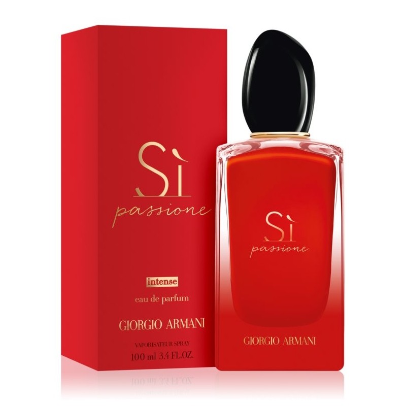 <b data-mce-fragment="1">Fragrance Family:</b><span data-mce-fragment="1"> Florals</span><br data-mce-fragment="1"><br data-mce-fragment="1"><b data-mce-fragment="1">Scent Type:</b><span data-mce-fragment="1"> Fruity Floral</span><br data-mce-fragment="1"><br data-mce-fragment="1"><b data-mce-fragment="1">Key Notes:</b><span data-mce-fragment="1"> Blackcurrant Nectar, Jasmine Absolute, Patchouli</span><br data-mce-fragment="1"><br data-mce-fragment="1"><b data-mce-fragment="1">Fragrance Description:</b><span data-mce-fragment="1"> The classic notes of blackcurrant and vanilla used in Sì Passione are enhanced with a luminous duo of jasmine—the most passionate of flowers according to Mr. Armani—and patchouli to create a unique woody-floral fragrance. Celebrating femininity and passion, Sì Passione Intense is for the woman who is vibrant and captivating.</span><br data-mce-fragment="1"><br data-mce-fragment="1"><b data-mce-fragment="1">About the Bottle:</b><span data-mce-fragment="1"> The iconic Sì Passione black cap accompanies a vivid red inner lacquer bottle symbolizing the passion inside, waiting to be released. On the outside, a vibrant red lacquering fading from the bottom to the top of the bottle is the external representation of the intensity of passion.</span><br data-mce-fragment="1">