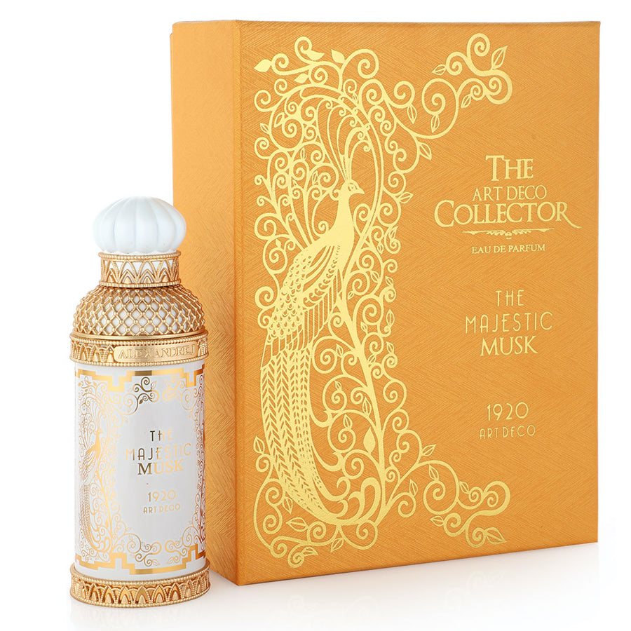 <p data-mce-fragment="1">Majestic Musk is another popular fragrance in the Art Deco Collection from the Alexandre J family. The art deco collection launched in 2020 - to celebrate 100 years of the predominant decorative style of visual arts, architecture, and design of the 1920s. Alexandre J reprises his signature style with stunning designs, the finest raw materials, and bright colors.</p>
<p data-mce-fragment="1">Majestic Musk is an oriental spicy fragrance that leaves you with a seductive, feminine charm that is just exquisite. The concept behind the Majestic Musk is French Cancan- the joyous and spirited dance. Optimism and freedom were the mindsets of the 1920s. Majestic Musk reminisces you the cancan dancers in frilly petticoats with famous high kicks and rousing music. This seductive fragrance evokes the elegant and exuberant woman of the roaring twenties. The French cancan continues to delight audiences from all over the world.</p>
<p data-mce-fragment="1">Majestic Musk can also be used for perfume layering, a wonderful way of creating your signature scent. Use this incredible fragrance as a base layer and combine your favorite fragrances with it gives you so many options and a chance to explore your existing fragrance wardrobe.The striking styles, feature color, texture, and shine, are an essential part of the visual language of the 1920s. The majestic musk is an Eau de Parfum comes in a 100ml white and gold stunning bottle. Majestic Musk bottle presenting with a golden openwork mesh. It resembles the veil often worn by women as a sign of respectability and high status in ancient days. The white cap with curved lines is reminiscent of the big-bellied furniture to celebrate traditional art deco patterns. The geometric pattern counterbalances the artistic decoration of arabesques.</p>
<p data-mce-fragment="1">The musky fragrances mingle with the smell of powder compacts. Influenced by Slavic glamour, women are smothered in furs, their pale complexions enhancing their beauty.</p>
<p data-mce-fragment="1"><strong>Top notes:</strong> Iris, Pink peppercorn, Bergamot-fresh<br><strong>Heart notes:</strong> Juniper, Elemi, Heliotrope<br><strong>Base notes:</strong> Sandalwood, Tonka bean, Musk</p>