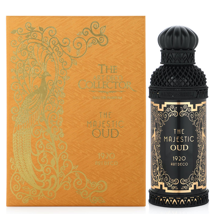 <p data-mce-fragment="1">Majestic Oud is one of the six sophisticated fragrances in the Art Deco Collection. Art deco collection launched in 2020 to celebrate 100 years of the predominant decorative art style of the 1920s - style of visual arts, architecture, and design. Alexandre J reprises his signature style with this stunning design, finest raw materials, and bright colors.</p>
<p data-mce-fragment="1">The state of mind during the 1920s was idealistic and the future appeared to be splendid. The mindset of the roaring twenties influenced the creation of Majestic Oud - the luxury, a sense of freedom, and hopefulness. Alexandre J is famous for his love of art and culture and his creations are always influenced by history and culture all over the world. In the 1920s, jazz culture has an amazing influence on all aspects of society. Majestic Oud is an Eau de Parfum comes in a 100ml black elaborated bottle. The spirit of this incredible fragrance is the new style of music and dance that emerged during the art deco period. Majestic Oud is an upshot of his journey to discover the emergence of jazz and cabarets in the 1920s where the new music and dance became popular among different demographics, including young generations. </p>
<p data-mce-fragment="1">The Majestic Oud recalls these sensual nights, a fragrance tinged with fruity patchouli wrapped in sumptuous oud. This fascinating perfume opens with sumptuous blackcurrant and raspberry, coupled with sage, amber, and oud.</p>
<p data-mce-fragment="1"><strong>Top notes:</strong> Bergamot, Lemon, Blackcurrant, Raspberry, Apple, Melon<br><strong>Heart notes:</strong> Sage, Patchouli<br><strong>Base notes:</strong> Amber, Musk, Oud</p>
<p data-mce-fragment="1"><br></p>