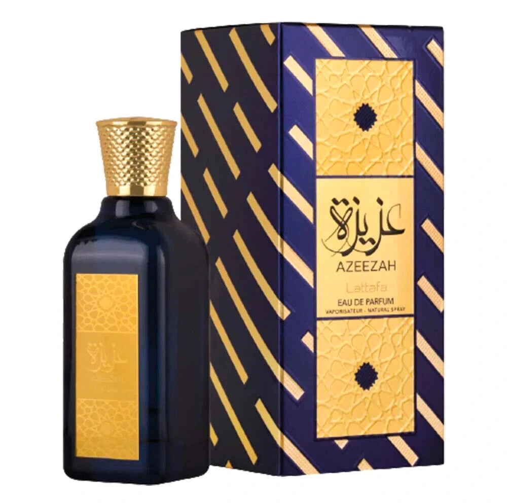 <meta charset="utf-8">
<p data-mce-fragment="1">Experience the fresh aroma of Azeezah from Lattafa Perfumes: a unisex scent with bright, citrus top notes of sweet oranges and citrus fruits and warm, floral heart notes of jasmine, rose and lily of the valley. Its vibrant and cheerful base note of white musk make this Eau de Parfum perfect for any occasion.</p>
<br>