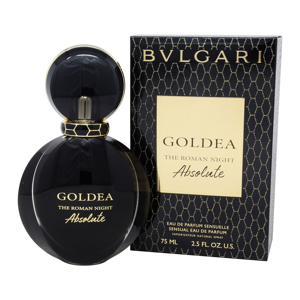 Bvlgari Goldea The Roman Night Absolute Perfume by Bvlgari, Introduced in 2018, Bvlgari Goldea The Roman Night Absolute is a sensually nocturnal scent for passionate women. Decadent opening notes of rich black plum and fresh orange blossom pair with exotic heart notes of jasmine sambac absolute and Madagascar vanilla to create a sensational evening fragrance, capturing the romance of ancient Rome. Balanced base notes of crisp patchouli, crystal moss, and intoxicating black musk only add to the chypre accord. This new addition to the Goldea fragrance line for women comes in a lavishly dark bottle with elegant curves, decorated with luxe golden accents.
