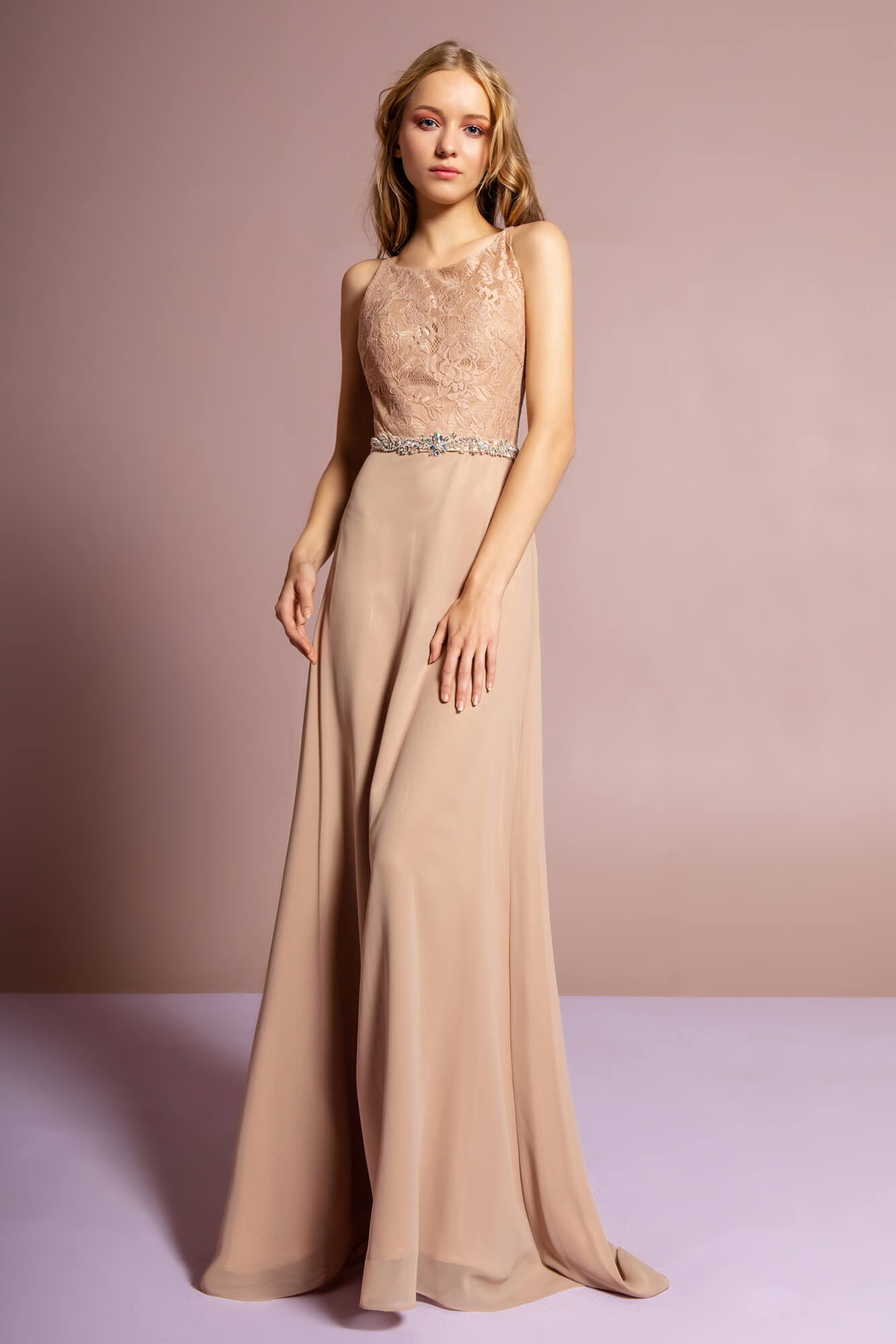 <p> </p> <p>This elegant long dress features a <span>a sleeveless scoop neckline with bodice richly decorated in lace appliques. The waist is highlighted with a jewel accent and finishes the look in an A-line skirt.</span></p> <p><br>Fabric : Chiffon, Lace<br><br>Closure : Open Back<br><br>Sleeve Style : Strapless<br><br>Colors : Tan, Brown<br> <br>Sizes : XS, S, M, L, XL, 2XL, 3XL<br><br>Fully Lined<br><br>Occasion : Formal, Prom, Homecoming, Special Occasion</p> 