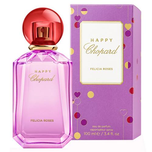 <span data-mce-fragment="1">The cheery and exuberant fragrance of Happy Chopard Felicia Roses is a luscious scent that is upbeat and an expression of joy. Launched in 2018, this optimistic fragrance opens with delicious notes of Raspberry, Pink Grapefruit and Pink Pepper. The heart is filled with floral magnificence of notes from Geranium, Rose, Damask Rose, Cassis and Ylang-Ylang. The fragrance then reaches a deep base with hints from Cedar and Tonka Bean for a relaxing closure.</span>