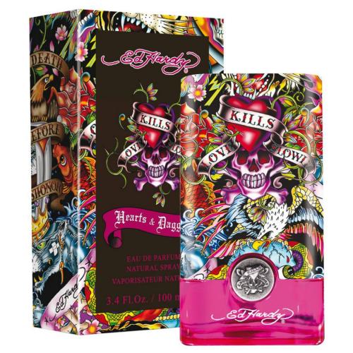 Introduced in 2010. Tantalizing, vibrant, colorful Ed Hardy's Hearts &amp; Daggers cologne for women is a fresh and classical fruit fragrance designed for the modern and confident urbanite. Blood orange and red apple blend with soft violet leaf over an alluring mango, pink jasmine and apple blossom heart, while a purely sensual base is provided by notes of cashmere musk, amber and blonde woods. Hearts &amp; Daggers will pierce him-- in a good way.