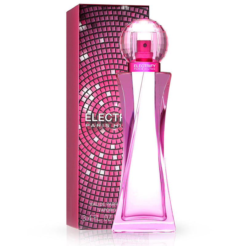 Electrify is a feminine perfume by Paris Hilton. The scent was launched in 2019 and the fragrance was created by perfumer Yves Cassar.

Top Notes: Fresh ozone, Scarlett apple, Cyclamen, Mandarin oil
Heart Notes: Spring peony, Turkish rose, Magnolia, Red poppy
Base notes:Vanilla absolute, Coconut milk, Musky sandalwood, Patchouli heart