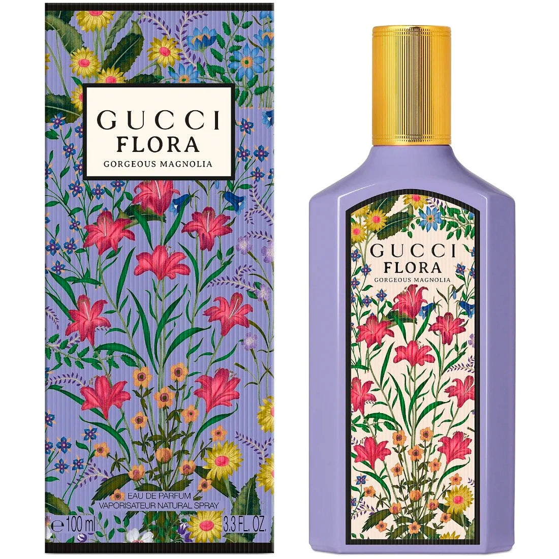 <p>Embark on a journey of freedom and discovery with Flora Gorgeous Magnolia. Housed in a vibrant purple lacquered bottle adorned with blooms from Gucci's iconic flora pattern, this captivating 3.3 oz EDP will take your senses on a journey. Crafted with dewberries accord, magnolia accord, and patchoulie, it will evoke luminous fantasies with confidence. </p>