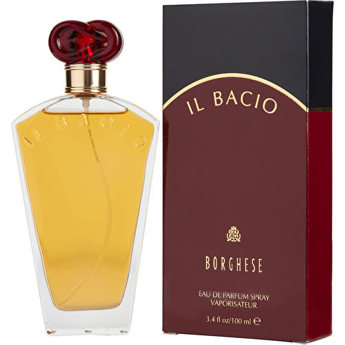 Il Bacio Perfume by Marcella Borghese, Il Bacio is a fruity and fresh fragrance for women released in 1993. The aromatic opening is composed of fresh white florals including jasmine, rose, honeysuckle, freesia and lily-of-the-valley. The heart contains sweet melon, passionfruit, plum and peach. The woody close consists of warm amber, musk, Virginia cedar and sandalwood.