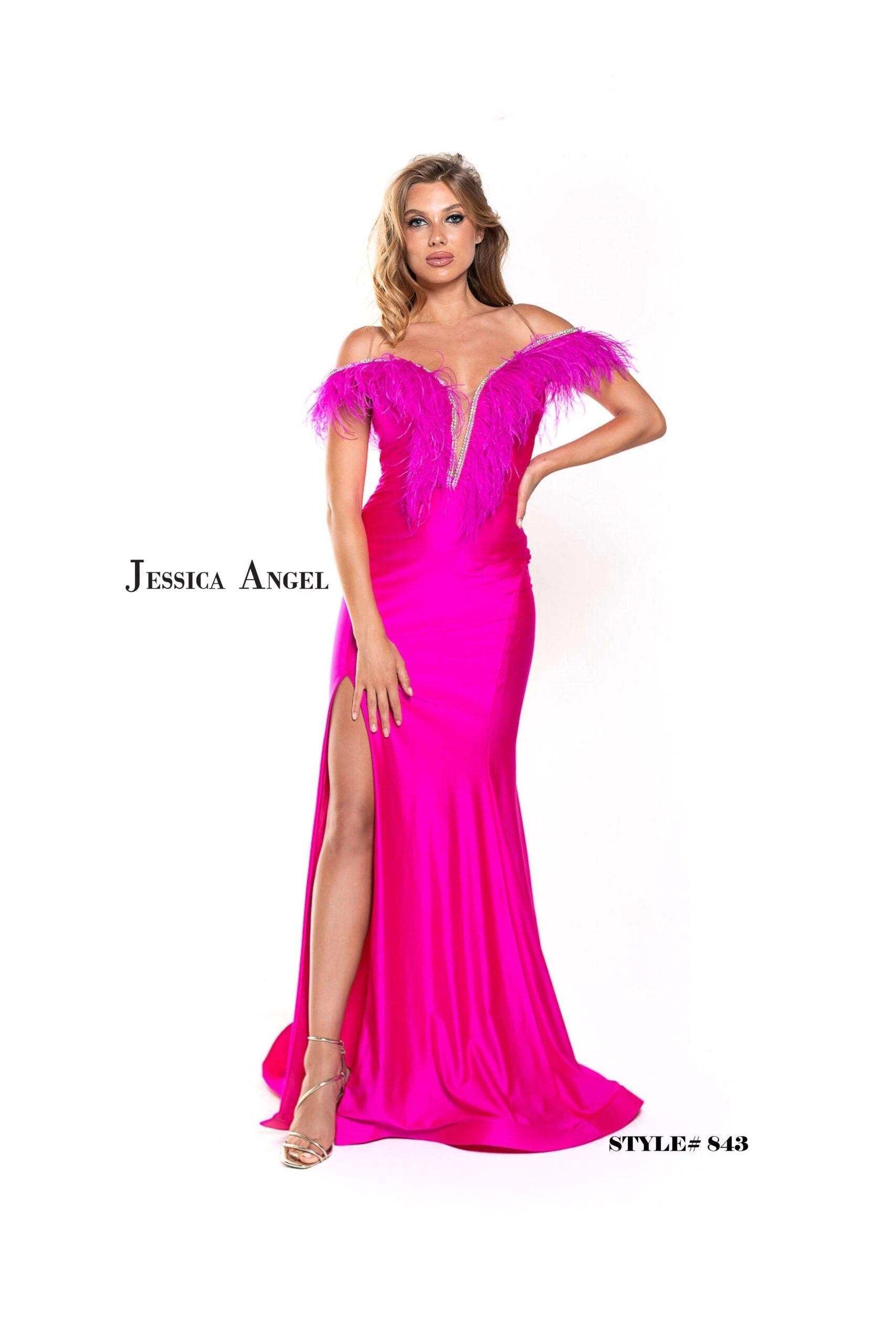 <p>This stunning plus size formal dress is perfect for any special occasion. The romantic sleeves with feathered neckline make this gown a timeless and elegant choice. This dress has a crystalline beading with a thigh high slit.</p> <p> </p> <p>Fabric : Jersey</p> <p>Zipper Back</p> <p>Length : Full Length</p> <p>Sleeve Style : Off Shoulder</p> <p>Colors : Fuchsia</p> <p>Sizes : XXS, XS, S, M, L, XL, XXL, 3XL, 4XL, 5XL, 6XL, 5XL,6XL, 7XL</p> <p>Fully Lined</p> <p>Occasion : Formal, Evening Party, Wedding Guest, Red Carpet, Pageant</p>