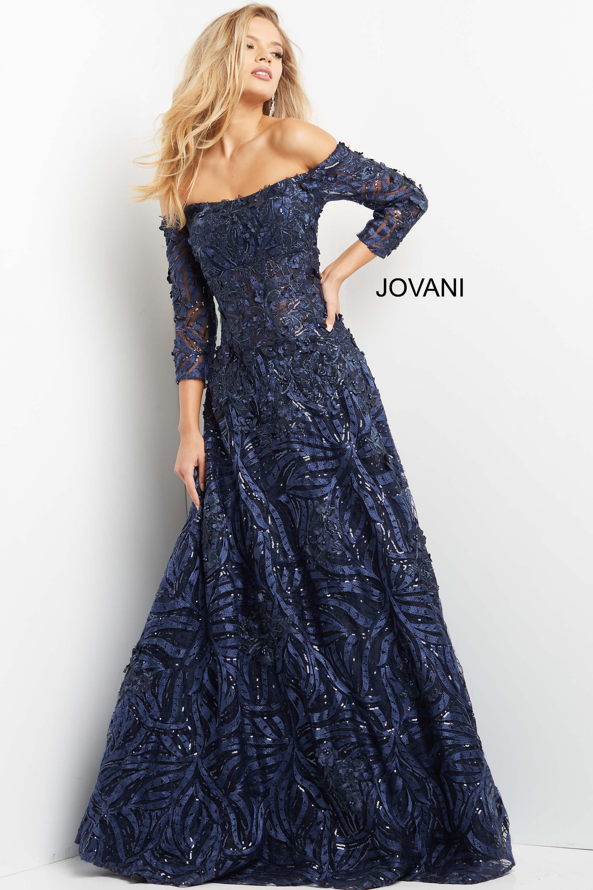 <li>
<strong>Collection:</strong> Evening Dresses, Mother of the Bride, Ballgown</li><li>
<strong>Material:</strong> Lace</li><li>
<strong>Style: </strong>A-Line, Ball Gowns</li><li>
<strong>Details:</strong> Embroidery</li><li>
<strong>Length:</strong> Long Dress</li><li>
<strong>Back Style: </strong>Straight Back Zipper</li><li>
<strong>Necklines: </strong>Bateau</li><li>
<strong>Sleeve Type:</strong> 3/4 Length Sleeve</li><li>
<strong>Brand:</strong> Navy</li>