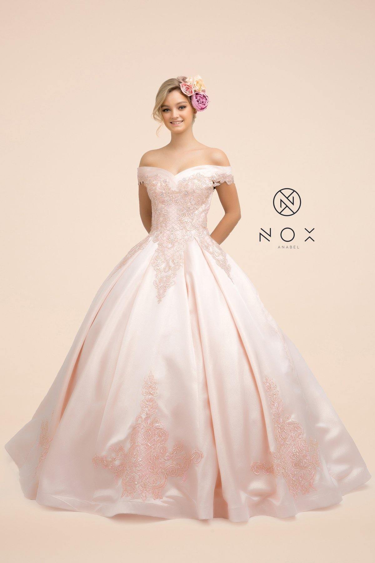 <p> </p> <p>This stunning long dress features an<span> off shoulder satin ball gown embroidered with beaded lace appliques and cap sleeves. Floor length A-line pleated skirt with sweep train. Embellished open back and lace-up corset back.</span><span> This dress is perfect for any special occasion. </span></p> <p> </p> <p>Length : Floor Length</p> <p>Closure : Corset Back</p> <p>Sleeve Style : Off Shoulder</p> <p>Color : Blush</p> <p>Sizes : 4, 6, 8, 10, 12, 14, 16, 18, 20</p> <p>Fully Line</p> <p>Soft Cup Inserts</p> <p>Occasion : Formal, Prom, Homecoming, Evening Party</p> <p> </p>