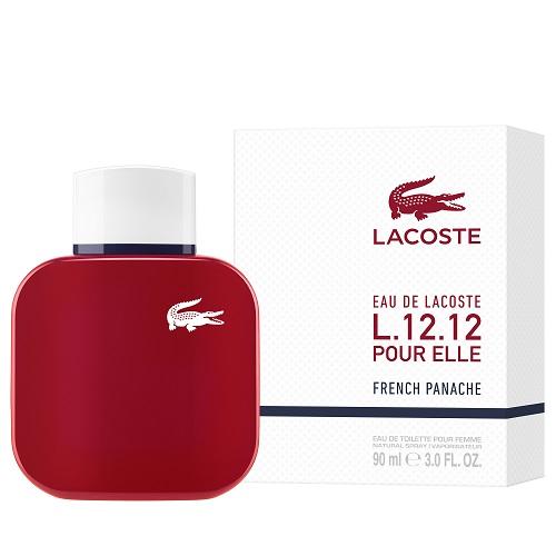 Elegant with a playful twist, Lacoste L.12.12 French Panache Pour Elle is a fruity, vibrant fragrance for women. A bright Blackcurrant top note reveals a sparkling heart of Rose Essential and Champagne Rosé, over a finish of Patchouli. FRAGRANCE NOTES Top: Blackcurrant Middle: Rose Essential and Champagne Rose Base: Patchouli