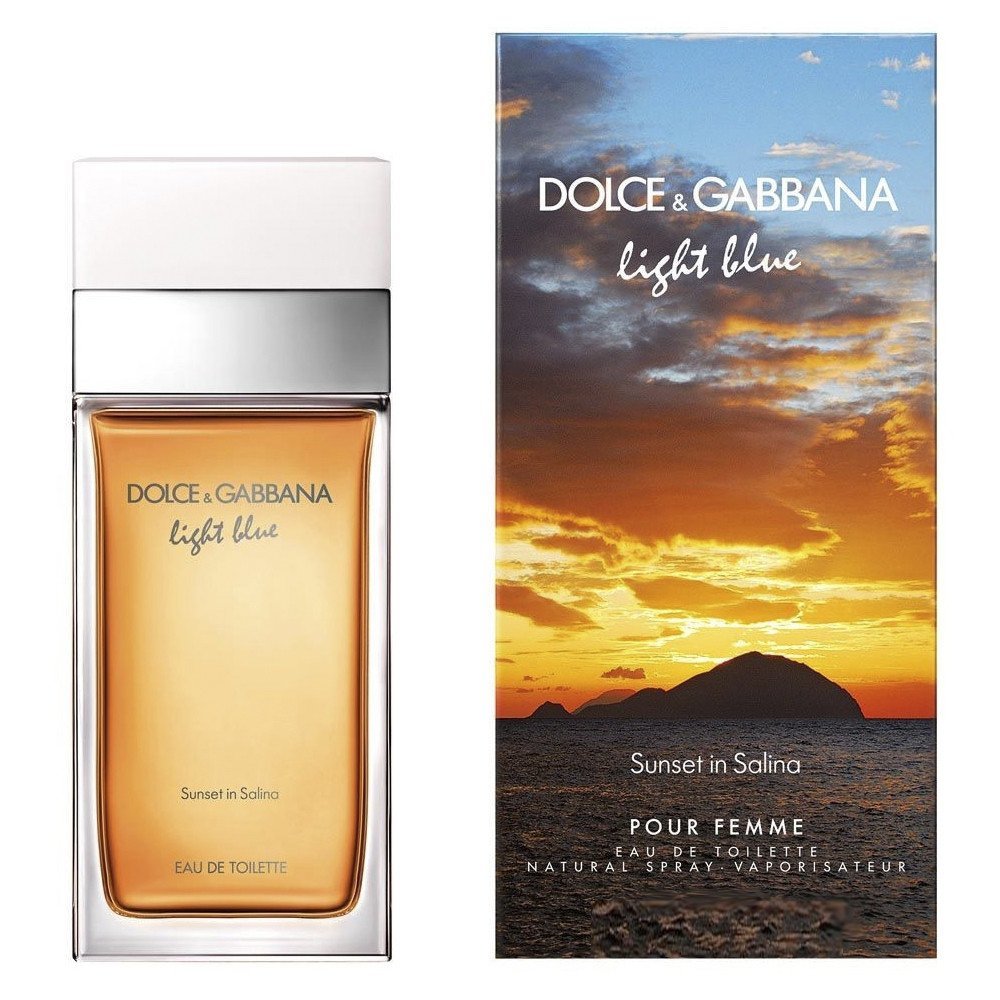 LIMITED EDITION, 3.3 oz EDT / 100 ml. <br>Dolce &amp; Gabbana is launching new limited editions for Summer 2015 of their popular fragrances Light Blue from 2001 and Light Blue Pour Homme from 2007. The new releases are named Light Blue Sunset in Salina and Light Blue Pour Homme Swimming in Lipari.<br><br>Light Blue Sunset in Salina is described as a fresh floral scent; a glass of Malvasia wine to be sipped on the terrace covered with freesias while watching the sunset. It opens with fresh vine leaves and violet leaves. The heart includes yellow freesia, jasmine and orange blossom. The base notes are amber, cedar and white musk.
