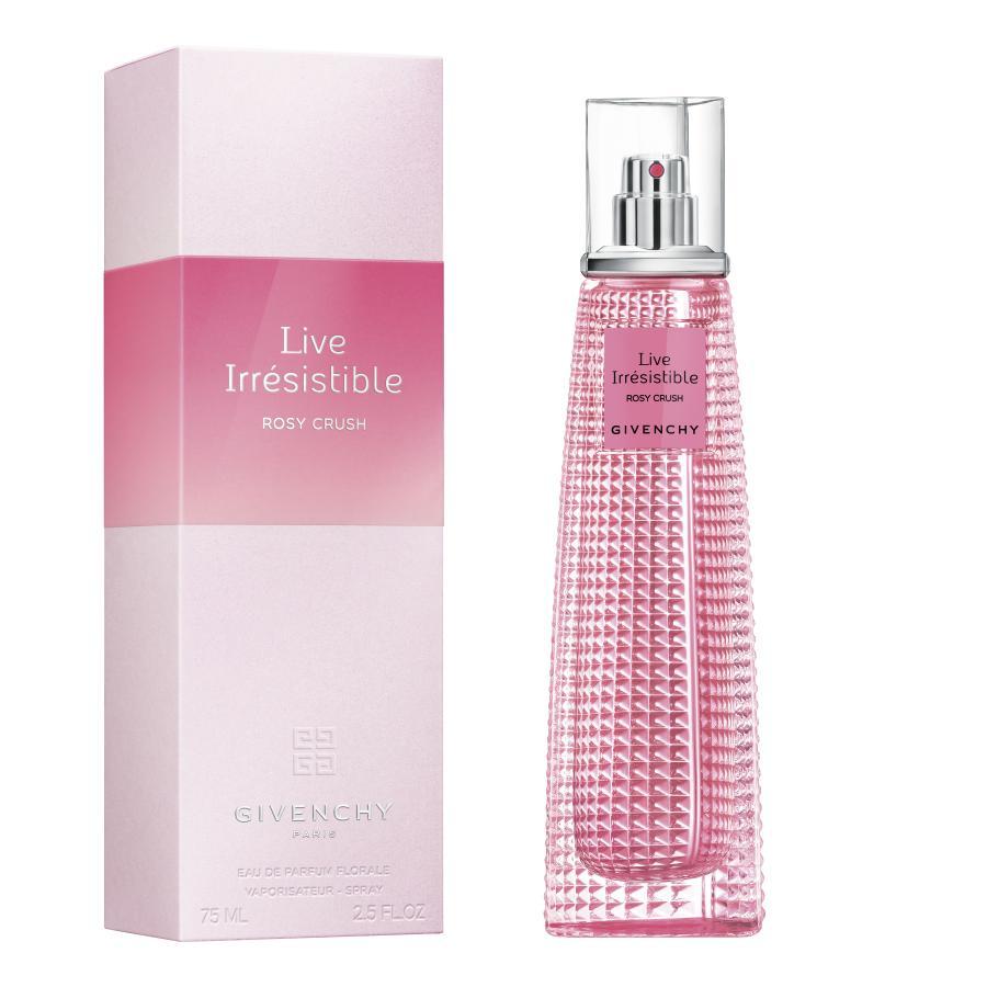 Givenchy Live Irrésistible Rosy Crush Eau de Parfum is a confident explosion of pink freshness and bold vitality. A vibrant floral fragrance busting with rose and vivacious pink peppercorn. Goji Berries, Chypre and patchouli blend youthful vivacity with elegant sophistication. A bouquet of pink roses in many shades. Fragrance Notes: Top - pink peppercorns, goji berries Middle - rose essential, rose absolute Base - patchouli