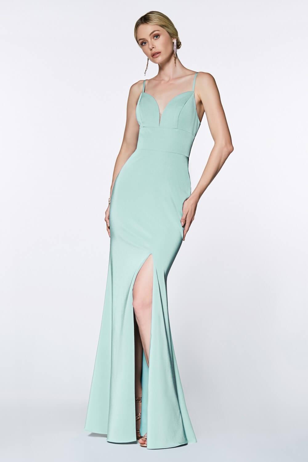 <p> </p> <p><span>This gorgeous long dress features a sleeveless, V-neckline with fitted bodice and empire waist well-defined by tailored seam lines. The back has a zipper closure while the full-length skirt shapes a trumpet silhouette with a thigh-high front slit. </span><span>This dress is perfect for prom party or any special occasion.</span><br><br><br>Closure : Back zipper<br><br>Sleeve Style : Spaghetti strap<br><br>Colors : Burgundy, Dusty Rose, Emerald Green, Navy Blue, Orchid, Red, Seafoam Blue<br><br>Sizes : 4, 6, 8, 10, 12, 14, 16, 18<br><br>Fully Lined<br><br>Occasion : Formal, Prom, Homecoming, Special Occasion</p> 