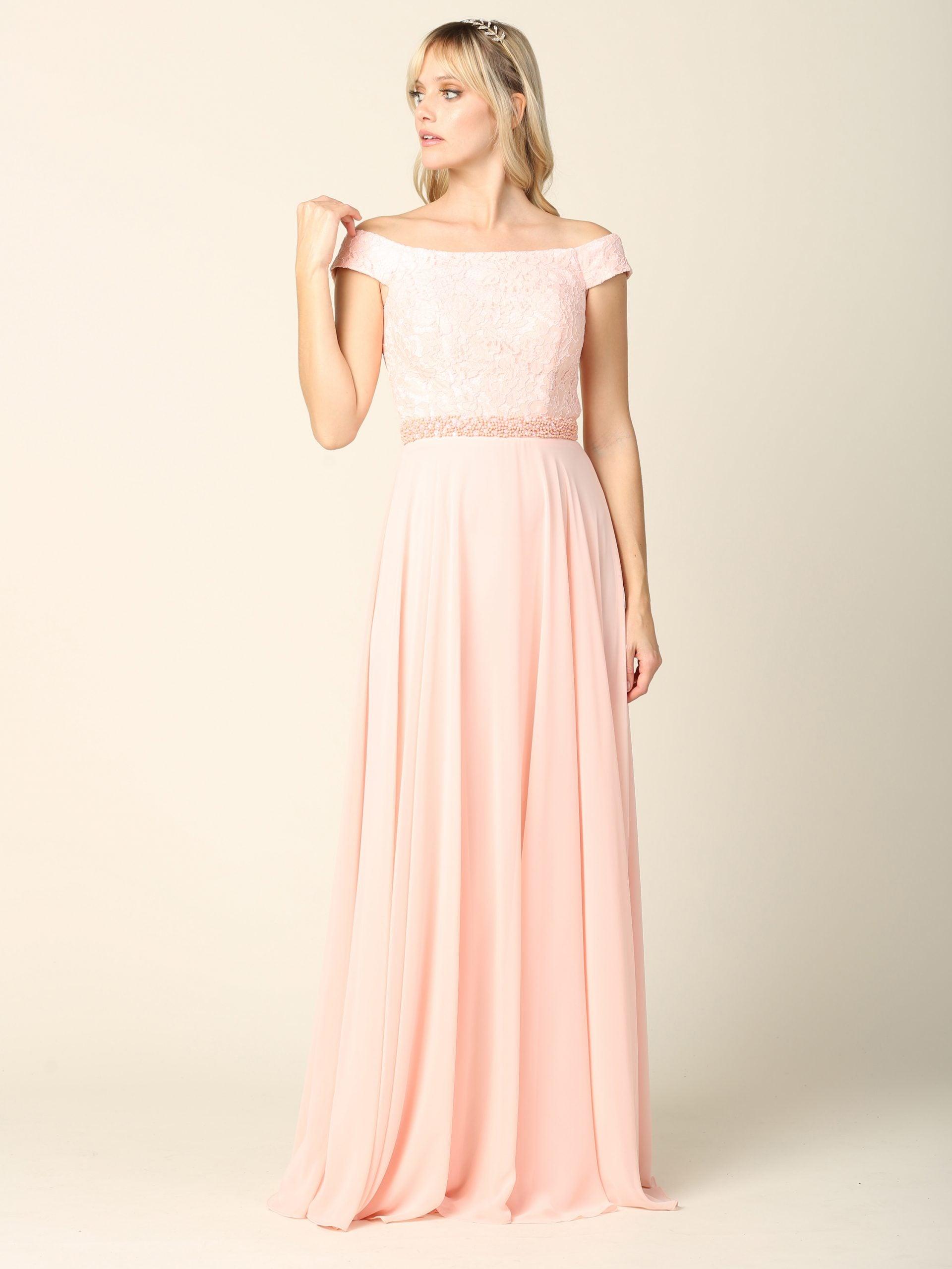 <p>Who doesn't love a good mother of the bride outfit This off shoulder long gown features beaded belt and is made of lace and chiffon fabric. Perfect for church or evening affairs, this outfit will make you feel classy and confident on your bride's big day!<br><br><br>Fabric : Lace, Chiffon<br><br>Zipper Back<br><br>Length : Full Length<br><br>Sleeve Style : Off Shoulder<br><br>Colors : Blush, Burgundy, Mauve, Navy, Royal, Silver<br><br>Sizes : XS, S, M, L, XL, 2XL, 3XL, 4XL<br><br>Fully Lined<br><br>Occasion : Formal, Evening Party, Mother of the Bride, Church, Wedding Guest</p>