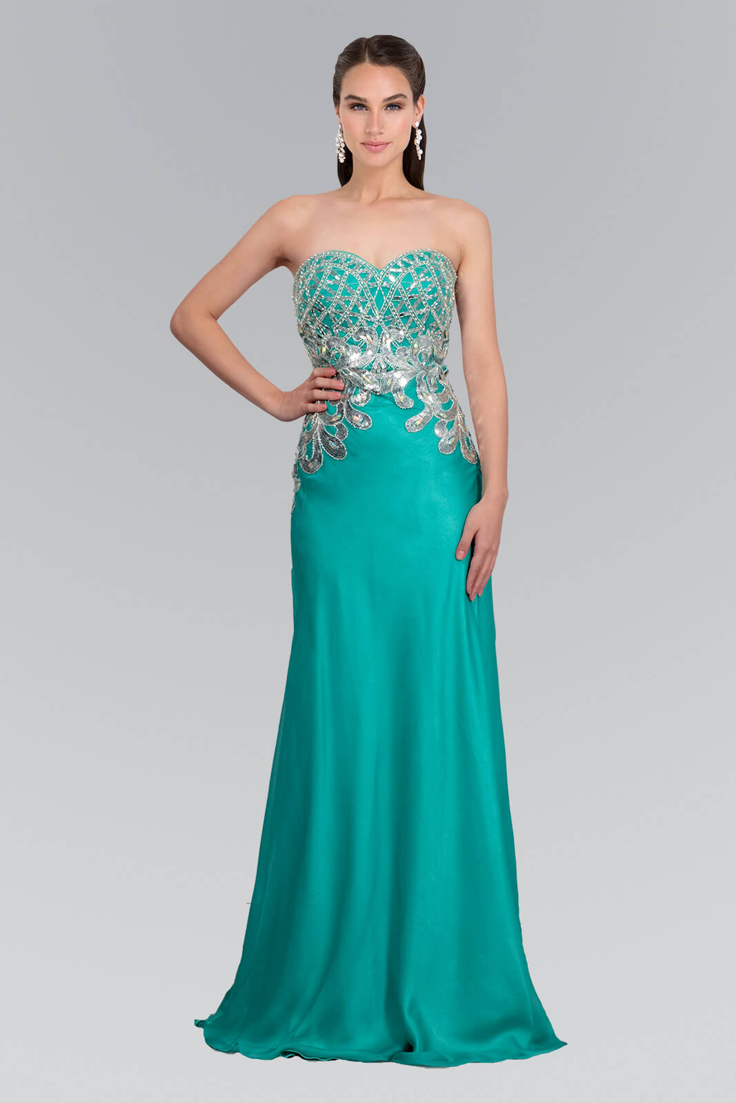 This dress features a strapless sweetheart neckline with bead embellishments bodice. The slim straight skirt is created with a luxurious material that flows softly down into the floor. Perfect for formal, evening party or any special occasion.<br><br><br>Fabric : Chiffon<br><br>Closure : Zipper Back<br><br>Length : Full Length<br><br>Sleeve Style : Strapless<br><br>Color : Jade<br><br>Sizes : XS, S, M, L, XL, 2XL, 3XL<br><br>Fully Lined<br><br>Soft Cup Inserts<br><br>Occasion : Formal, Prom, Homecoming, Wedding Guest, Evening Party, Red Carpet, Pageant, Special Occasion 