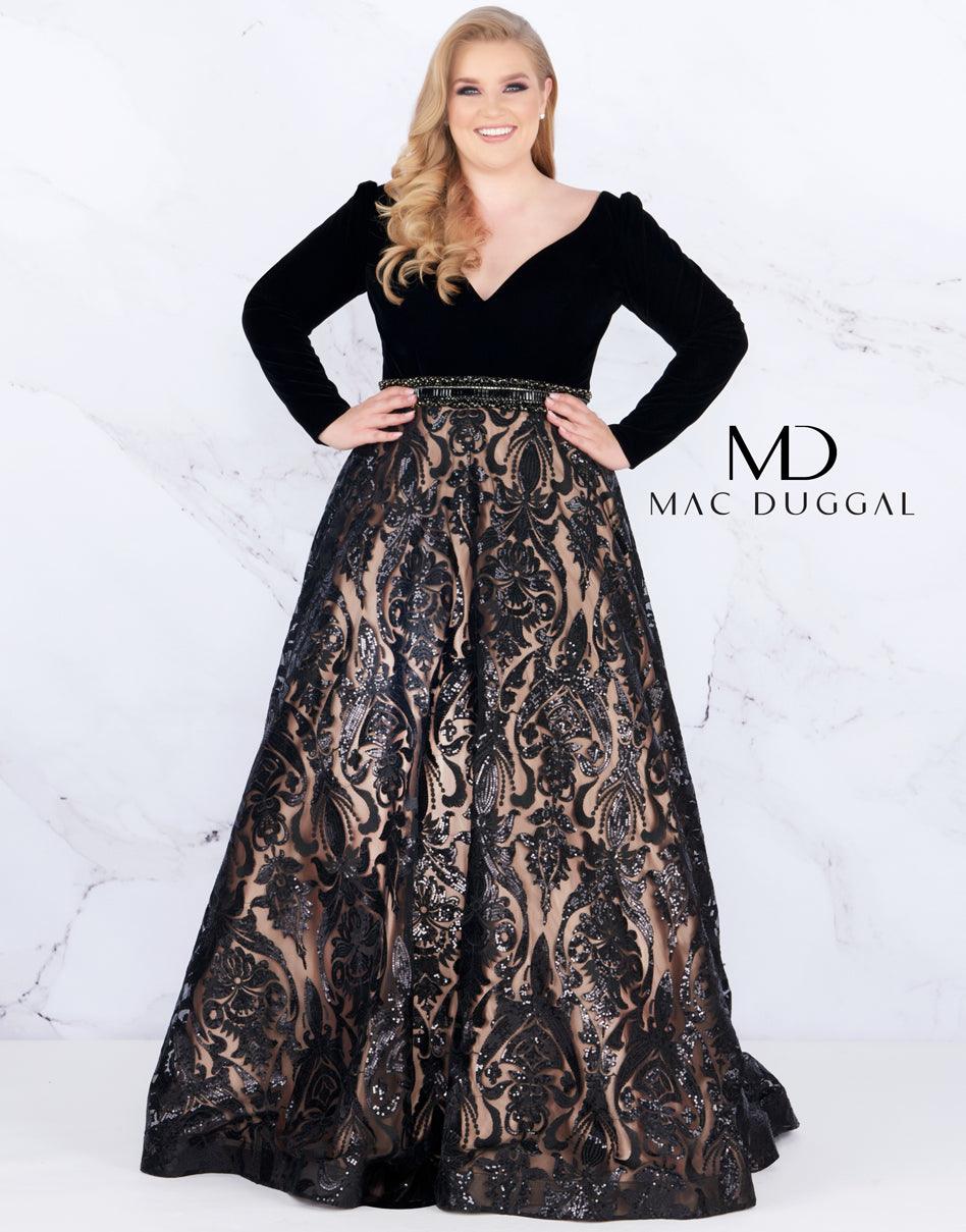 <p>This beautiful dress<span> </span><span>features a plunging V-neckline with long sleeves. The velvet bodice is wrapped in a beaded belt and forms a sequined ballgown skirt with sweep train finish. </span>Perfect for prom, homecoming, evening party or any special occasion.</p> <p> </p> <p>Closure : Back Zipper</p> <p>Length : Floor Length</p> <p>Sleeve Style : Long Sleeves</p> <p><span>Color : Black Nude</span></p> <p><span></span><span>Sizes : 14W, 16W, 18W, 20W, 22W, 24W, 26W, 28W, 30W</span></p> <p><span>Fully Lined</span></p> <p><span>Soft Cup Inserts</span></p> <p><span>Occasion : Formal, Prom, Homecoming, Wedding Guest, Debut, Evening Party, Red Carpet, Pageant, Special Occasion</span></p>