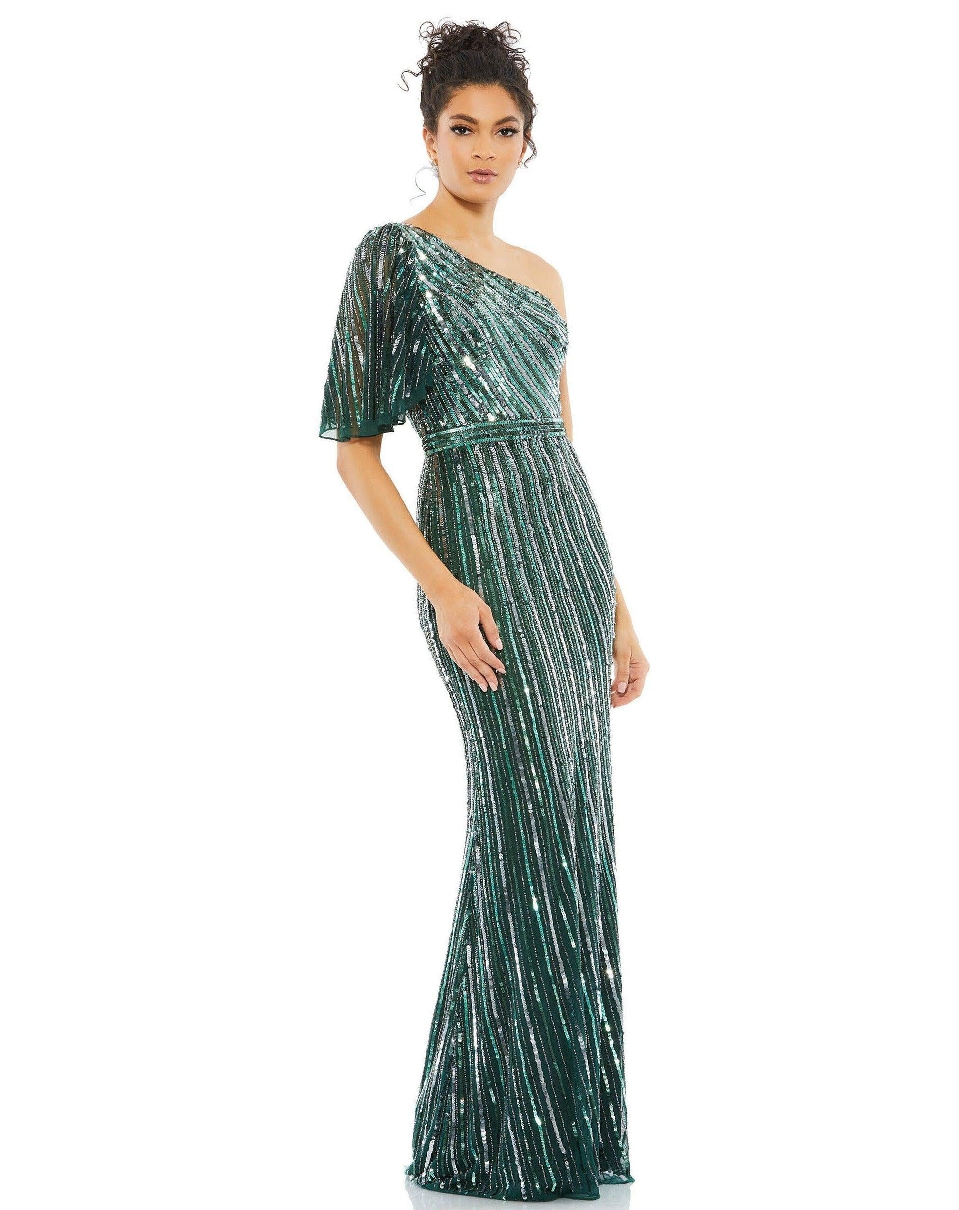 <p><span>This stunning long dress features a one shoulder/ short sleeve asymmetrical bodice. </span><span>This dress is perfect for prom party or any special occasion.</span></p> <p><br></p> <p>Zipper Back</p> <p>Length : Full Length</p> <p>Sleeve Style : One Shoulder</p> <p>Color : Iridescent Green</p> <p>Sizes : 0, 2, 4, 6, 8, 10, 12, 14, 16</p> <p>Fully Lined</p> <p>Occasion : Formal, Evening Party, Church, Wedding Guest, Dinner Party</p>