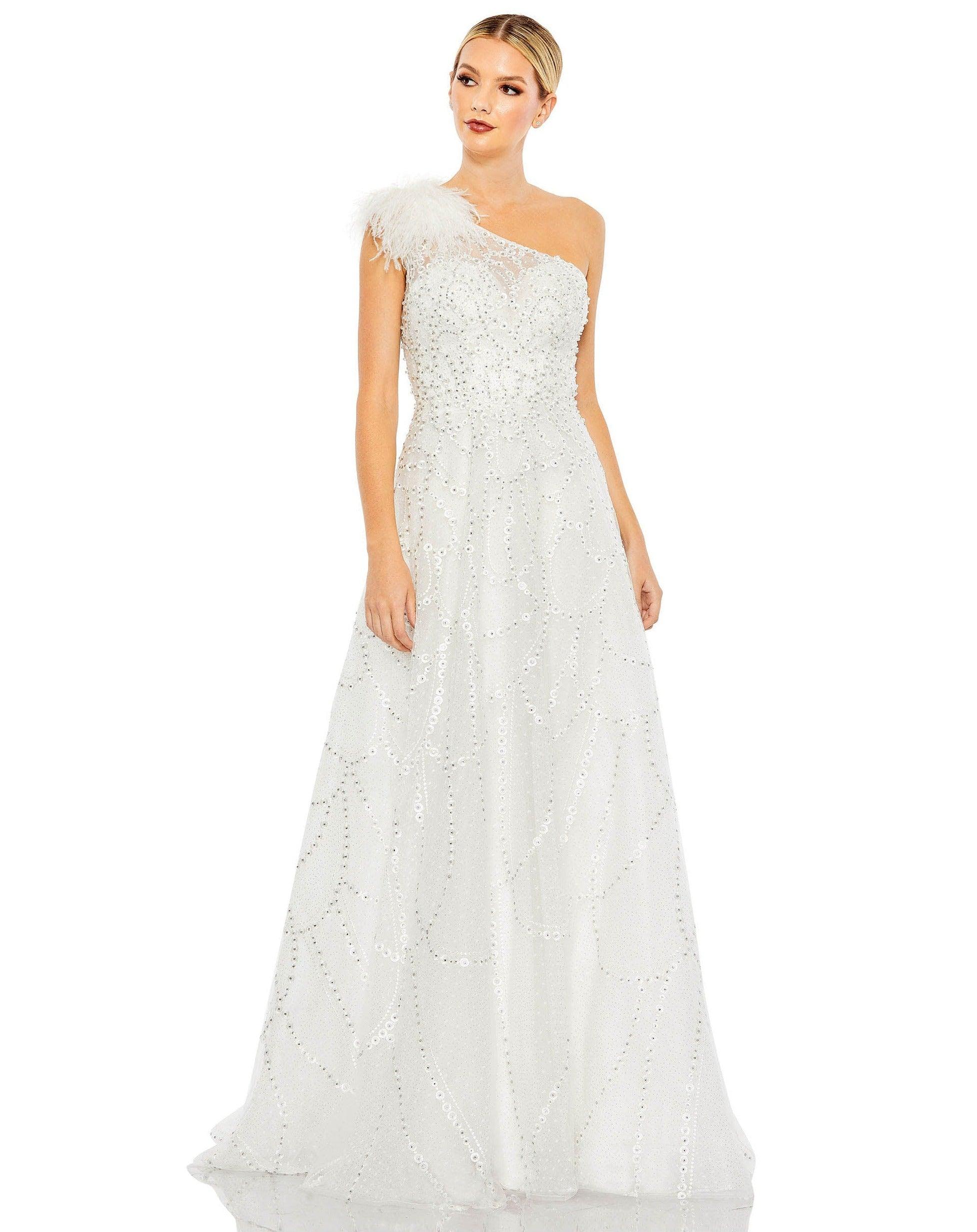 <p>This dress is undeniably gorgeous and will have you looking flawless on your big night. If you're looking for a dress that will turn heads, this dress is it. Features one shoulder neckline with a glitter-dotted tulle and finishes with a sweep train. Perfect for any special occasion.</p> <p> </p> <p>Fabric : Tulle</p> <p>Zipper Back</p> <p>Length : Full Length</p> <p>Sleeve Style : One Shoulder</p> <p>Color : Ivory</p> <p>Sizes : 0, 2, 4, 6, 8, 10, 12, 14, 16, 18, 20</p> <p>Fully Lined</p> <p>Occasion : Prom, Formal, Evening Party, Homecoming, Wedding Guest, Red Carpet, Pageant</p>