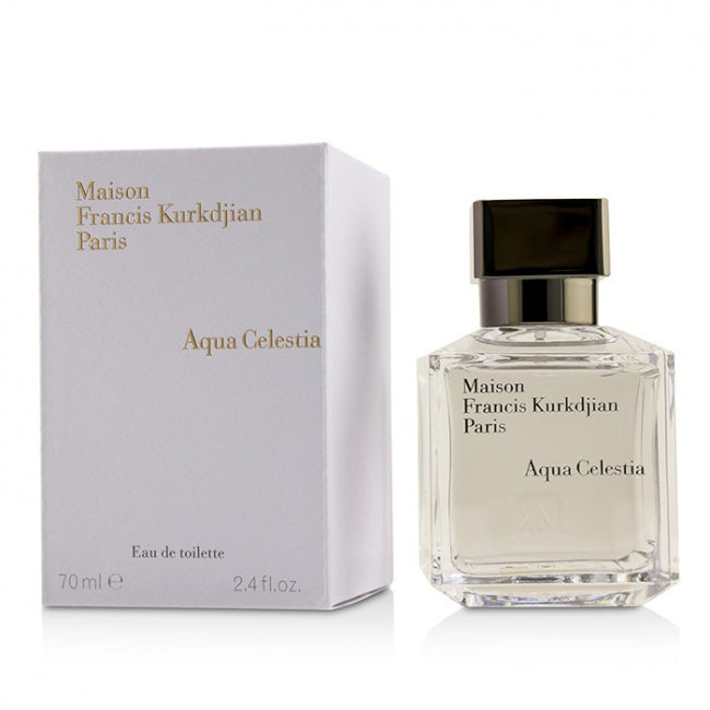 Aqua Celestia Perfume by Maison Francis Kurkdjian, Enjoy a truly heavenly fragrance with Aqua Celestia from Maison Francis Kurkdjian. This perfume provides you with a wonderful escape thanks to a rich blend of black currant, cool mint, lime, mimosa blossoms and musk. This item was introduced in 2017.