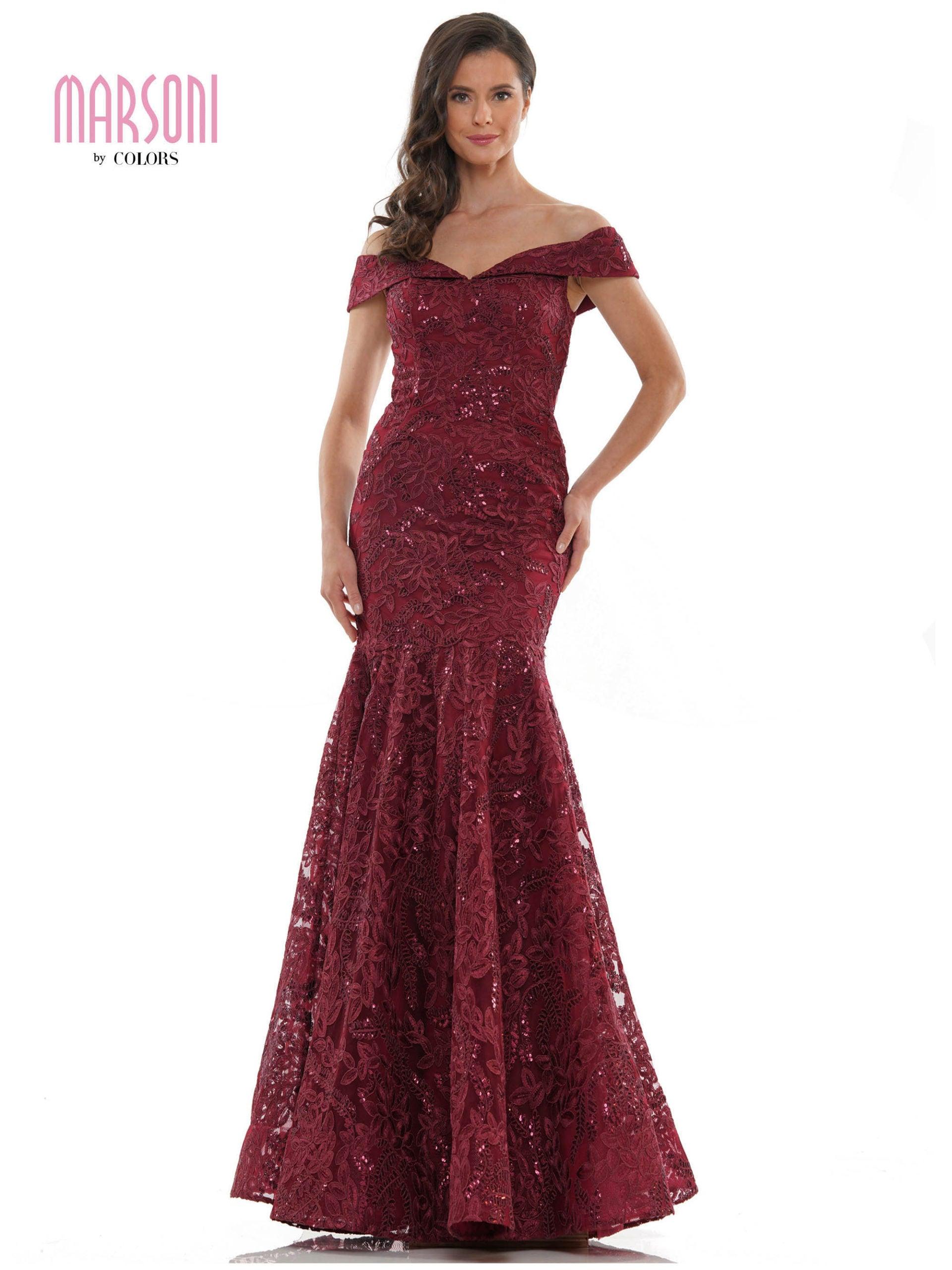 <p>Turn heads when you walk into any event in this stunning long dress. The slimming color makes your body look sleek and sophisticated. This mermaid dress features an off shoulder  and is made of lace. The perfect combination of elegance, femininity and beauty!</p> <p> </p> <p>Fabric : Embroidered Mesh/Lace</p> <p>Zipper Back</p> <p>Length : Full Length</p> <p>Sleeve Style : Off Shoulder</p> <p>Colors : Wine, Navy, Mauve, Gold</p> <p>Sizes : 4, 6, 8, 10, 12, 14, 16, 18, 20, 22, 24</p> <p>Fully Lined</p> <p>Occasion : Formal, Evening Party, Church, Wedding Guest, Mother of the Bride, Mother of the Groom</p>