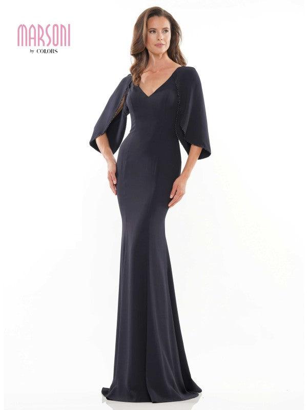 <p>Who doesn't love a good mother of the bride outfit  This fit and flare long gown features V-neckline with draping sleeves and slit and ends with a train. Perfect for church or evening affairs, this outfit will make you feel classy and confident on your bride's big day!<br> <br><br>Fabric : Crepe<br><br>Zipper Back<br><br>Length : Full Length<br><br>Sleeve Style : 3/4 Sleeve<br><br>Colors : Oxford Blue, <span data-mce-fragment="1">Emerald, Teal</span><br><br>Sizes : 4, 6, 8, 10, 12, 14, 16, 18, 20, 22, 24<br><br>Fully Lined<br><br>Occasion : Formal, Evening Party, Mother of the Bride, Church, Wedding Guest</p>