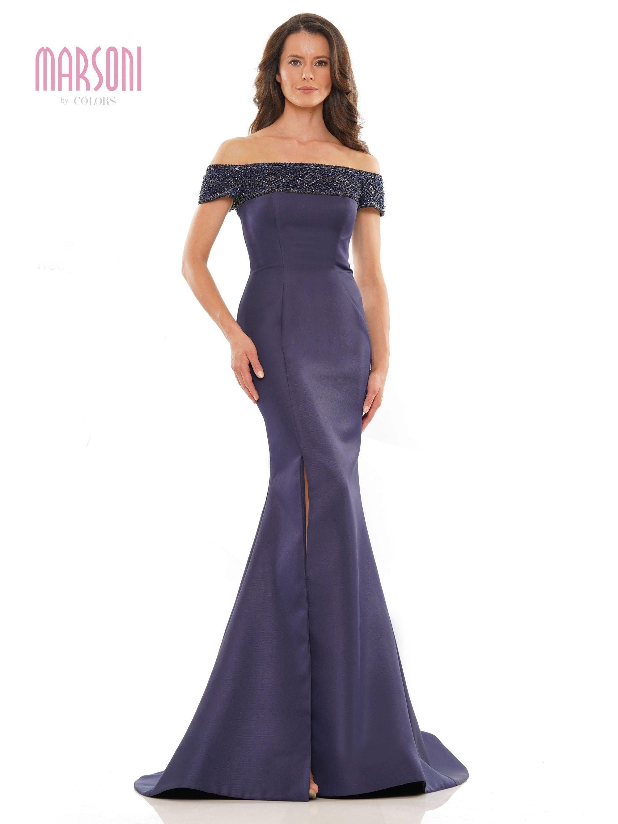 <p>Who doesn't love a good mother of the bride outfit  For occasions that deserve to be celebrated in style let this modern take on traditional evening wear provide you with everything you'll need for a perfect look. Turn heads when you walk into any event in this stunning long dress.</p> <p> </p> <p>Fabric : Mikado, Beaded Applique</p> <p>Zipper Back</p> <p>Length : Full Length</p> <p>Sleeve Style : Off Shoulder</p> <p>Colors : Navy, Wedgewood, <span data-mce-fragment="1">Charcoal, Royal, Taupe</span></p> <p>Sizes : 4, 6, 8, 10, 12, 14, 16, 18, 20, 22</p> <p>Fully Lined</p> <p>Occasion : Formal, Evening Party, Church, Wedding Guest, Mother of the Bride</p>