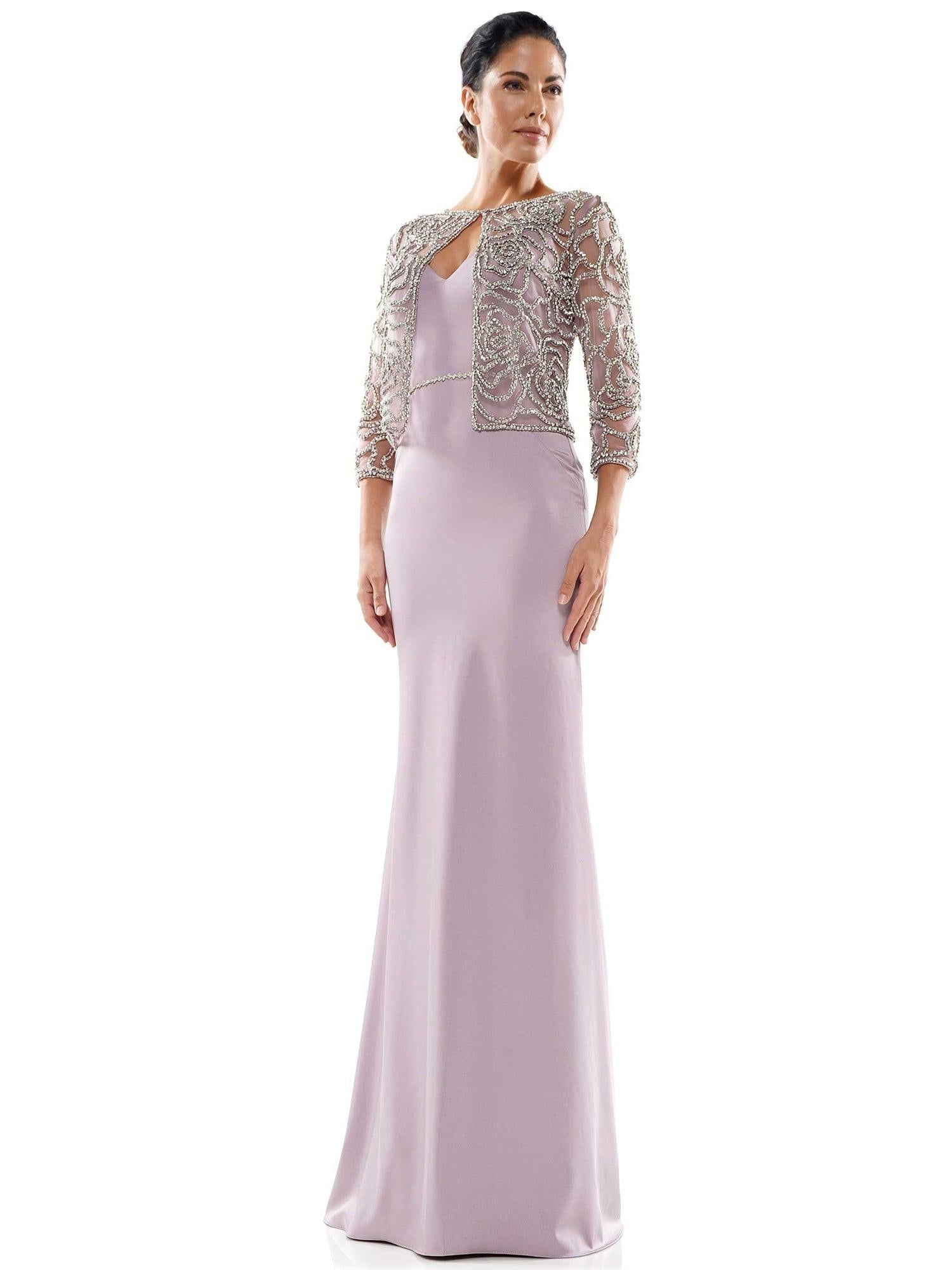 <p>This modest, yet elegant style features a sleeveless embellished bodice with matching 3/4 sleeve jacket and beaded belt. You don't have to take our word for it. This dress is known far and wide for its beauty, quality, durability, low price and timeless appeal.</p> <p> </p> <p>Fabric: Faille</p> <p>Zipper Back</p> <p>Length : Full Length</p> <p>Sleeve Style : Sleeveless</p> <p>Colors : Dusty Rose, Gunmetal, Black</p> <p>Sizes : 4, 6, 8, 10, 12, 14, 16, 18, 20, 22, 24</p> <p>Fully Lined</p> <p>Occasion : Formal, Evening Party, Church, Wedding Guest, Mother of the Bride, Mother of the Groom</p>