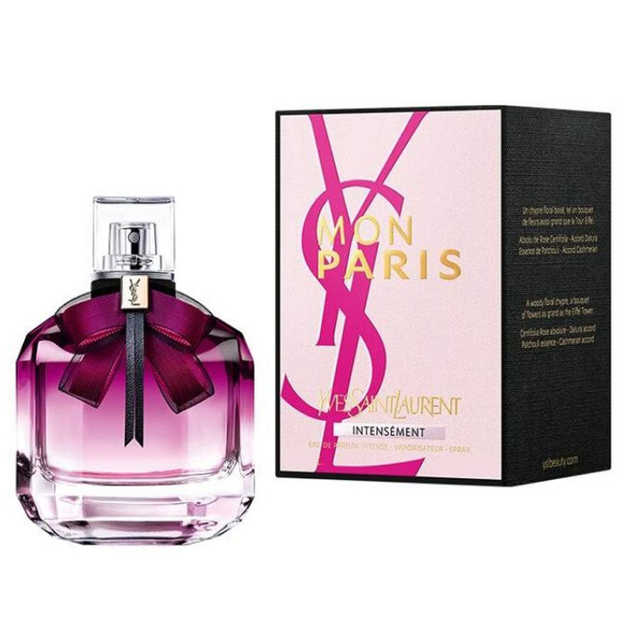 Floral

Scent Type: Fruity Florals

Key Notes: Black Currant, Rose, White Musk

Fragrance Description: Mon Paris Intensément is the new daring take on the classic Eau de Parfum. The heart of the perfume, a sensual and elegant rose, combines with bold black currant and white musk for an intense fragrance that evokes a passionate love story in Paris.

About the Bottle: The new Mon Paris bottle features an elegant lavaliere bow covered in an intense fuchsia veil inspired by the latest designs of Saint Laurent couture.