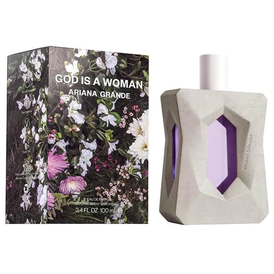 <p>Indulge in the luxurious aroma of Ariana Grande's God Is A Woman perfume. With clean, cruelty-free and vegan ingredients, this fruity musk fragrance features notes of ambrette, juicy pear, orris, and Turkish rose petals. Housed in a recyclable carton, the reusable base is made from sustainable materials.</p>
