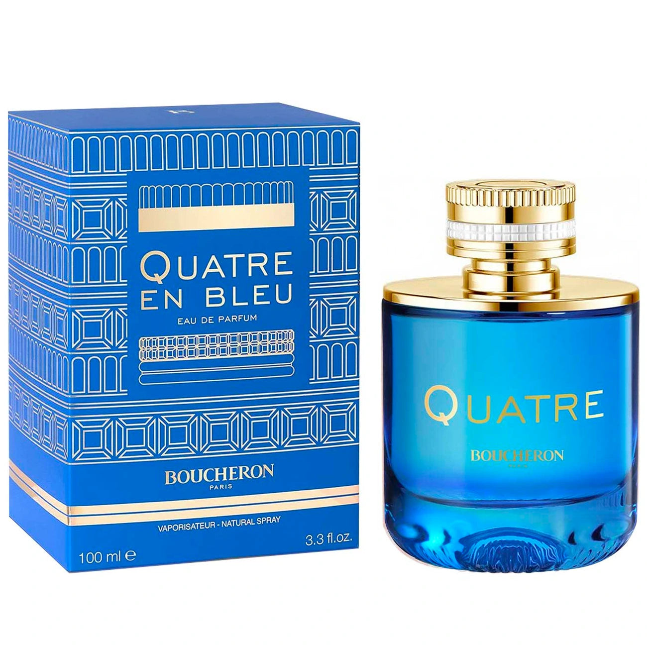 <p>Experience the luxurious and sophisticated scent of Boucheron Quatre En Bleu Eau de Parfum. With a zesty and sweet opening of Bergamot, Lemon, and Mandarin Orange, this fragrance uplifts and energizes. The heart of Egyptian Jasmine, Tuberose, and Rose adds a feminine touch, while the woody base notes of Akigalawood, Musk, and Sandalwood provide a sensual and elegant finish. Perfect for those who appreciate the finer things in life.</p>