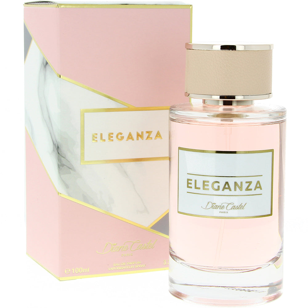 <span data-mce-fragment="1">Diane Castel Eleganza Perfume by Diane Castel, Named for the italian word translating to "elegance," diane castel eleganza for women delivers exactly the sort of luxury that you would expect in a perfume. Sweet, plump strawberries ripe off the vine mixed with tangy bergamot make up the top notes before blending into the perfume's heart: white floral notes of jasmine and orange blossom. Earthy oakmoss and patchouli pair with vanilla to complete the scent, enveloping you in their rich muskiness all day long.</span>