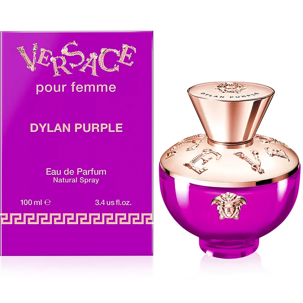 <p>Dylan Purple by Versace is a sophisticated 3.4 oz Eau de Toilette perfect for any woman. Its top notes evoke fresh fruits, while the heart adds a floral element representative of a mesmerizing sunset. Balanced with vibrant wood and creamy musk, this addicting scent will bring a breath of fresh air to any situation.</p>
<ul class="c-small-font c-margin-bottom-7v bullets-section" data-auto="product-description-bullets" data-mce-fragment="1">
<li data-mce-fragment="1">FRAGRANCE FAMILY: Floral Fruity Musky</li>
<li data-mce-fragment="1">KEY NOTES: Top: Bitter Orange Italy Orpur, Pear Juice Accord, Bergamot Italy Orpur; Middle: Purple Freesia, Pomarose, Mahonial; Base: Iso E Super, Cedarwood Virginia Orpur, Ambrofix, Belambre, Sylkolide</li>
</ul>