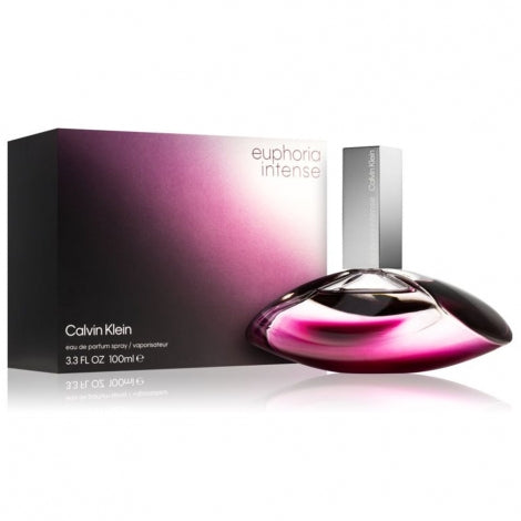 <span data-mce-fragment="1">Euphoria limited edition eau de parfum for her by Calvin Klein. Euphoria Intense by Calvin Klein elevates the seduction of the euphoria signature for a rich, more provocative fragrance. The chypre fruity scent centers around enchanting orchid nectar. Juicy, fresh cassis layers with warm and rich patchouli, enveloping the orchid for an addictive scent. Housed in a gradient purple bottle and topped with an elegant metal cap. The rush of deep fantasy, passion, sensuality and infatuation. 3.3 oz. Made in France.</span>