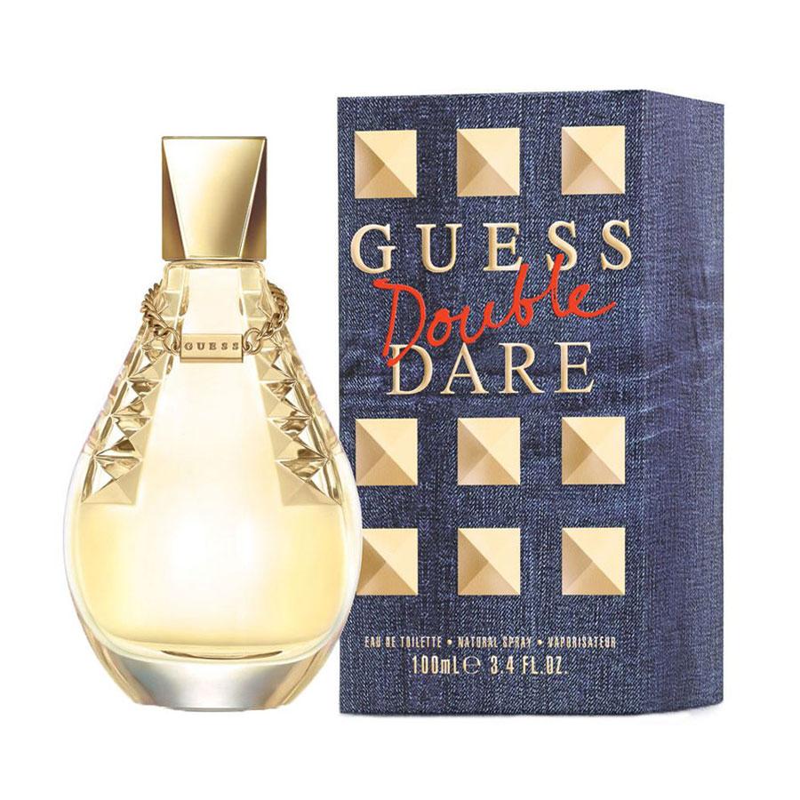 <span data-mce-fragment="1">Embrace your youthful nature with the fruity and floral aroma of Guess Double Dare. Created in 2015 by Guess, this women's eau de toilette delivers a noticeable sweetness by pairing notes of strawberry with notes of litchi. Designed for the free-spirited woman, the refreshing citrus scent of mandarin orange helps to grab the sense of smell. Ideal for casual wear, Guess Double Dare includes sweet lily-of-the-valley and violet leaf to lend a bold freshness to the fragrance that speaks to the style of today's young woman.</span>