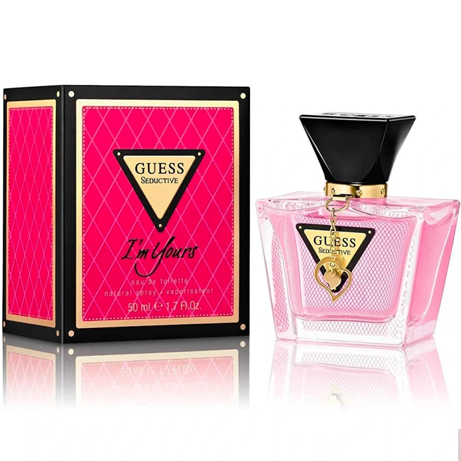 <p>Indulge in the captivating allure of Guess Seductive I'm Yours, a 2011 fragrance for women. Let the top notes of peony and passionfruit entice you, while the heart notes of tiare flower, lily, orchid, and magnolia add a touch of attractiveness. With a base of vanilla, musk, patchouli, vetiver, and woodsy notes, this perfume will leave you feeling seductive and irresistible.</p>
