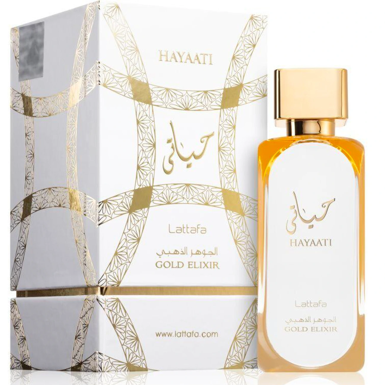 <p><em>﻿INSPIRED BY <strong>﻿</strong></em><strong>﻿ARMANI CODE PROFUMO</strong></p>
<p>Hayaati Gold Elixir, a unisex fragrance by Lattafa Perfumes, combines the sensual scents of Bergamot, Grapefruit, Cassis, Leather, Peach, Saffron, Vanilla, Amber, Musk, and Vetiver for an irresistible EDP. Enjoy the perfect balance of sophistication and elegance.</p>