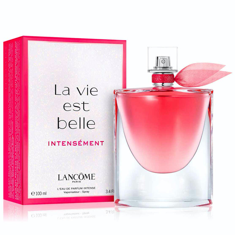 <p class="c-m-v-1" data-auto="product-description" data-mce-fragment="1" itemprop="description">"La vie est belle," a French expression meaning "life is beautiful," is about choosing your own path to happiness. Introducing a new fragrance chapter of happiness to the La Vie Est Belle family: La Vie Est Belle Intensément, an addictive fusion of red iris and vanilla, bringing a floral and warm intensity to the iconic perfume. La Vie Est Belle Intensément is composed of a heart of jasmine infused with fragrance notes of vivid iris, warm vanilla and sandalwood. This warm fragrance is brightened by a smile of rich raspberries and bright bergamot. Happiness lives within all of us. Energetic and intense. Lively and strong. It's here and now, beating inside the new La Vie Est Belle Intensément Eau de Parfum. Feel the happiness urgency in every moment. A true embodiment of Lancôme's heritage, La Vie Est Belle's bottle, named "The Crystal Smile," was first designed in 1949 by Georges Delhomme to capture Lancôme's vision of femininity and happiness. La Vie Est Belle Intensément invigorates the iconic crystal smile from the heart of the bottle to the tip of its wings. Its vibrant fuchsia juice and matching chiffon scarf are made to evoke a slowly burning ember, sparking a flame and warming everything in its path.</p>
<ul class="" data-auto="product-description-bullets" data-mce-fragment="1">
<li data-mce-fragment="1">Top Notes: Raspberry Accord</li>
<li data-mce-fragment="1">Middle Notes: Jasmine Absolute</li>
<li data-mce-fragment="1">Bottom Notes: Red Iris, Vanilla, Sandalwood</li>
</ul>