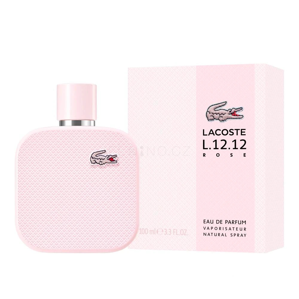 <p>This floral-fruity eau de parfum from Lacoste L.12.12 Rose Pour Femme features an energizing green mandarin and mint essence opening, complemented by enveloping heart notes of musk and rose, and completed by base notes of cedarwood and ambrox. Presented in a classic and luminous bottle, this invigorating concentrate boosts inner strength and energy with each spray.<br></p>