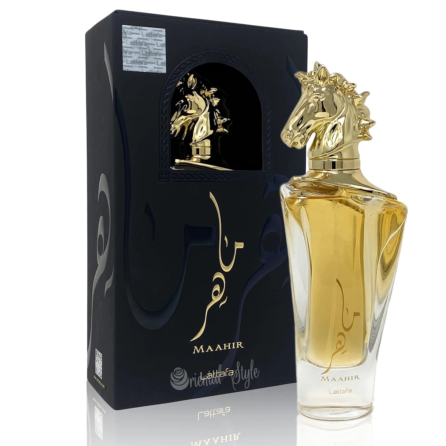 <p><em>﻿INSPIRED BY </em>﻿</p>
<p>From Lattafa Perfumes, Maahir is a unisex 3.4 oz EDP with an unforgettable charm. Its top notes of peach bergamot and red berries make way to a heart of red lily, peony and jasmine, and further mellowed by a base of vanilla flower, musk, and sandalwood. A tantalizing fresh scent for everyday.</p>