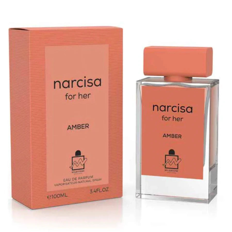 <p data-mce-fragment="1"><em>INSPIRED BY</em> <strong>NARCISO RODRIGEUZ FOR HER AMBER</strong></p>
<p data-mce-fragment="1">Introducing Narcisa for Her Amber, an oriental floral perfume that epitomizes elegance and charm. The delightful scent awaits you in a beautiful red bottle, and its exquisite blend of ylang-ylang, white flowers, musk, amber, cashmere wood, vanilla, and cedar guarantee an aura of sophistication and allure. Perfect for any occasion, Narcisa for Her Amber adds a striking degree of refinement to your outfit.</p>