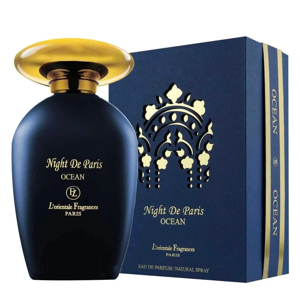 <p data-mce-fragment="1"><em>INSPIRED BY</em><span> </span><strong>CHANEL BLEU</strong></p>
<p data-mce-fragment="1">Introduced in 2023. Night De Paris Ocean is an exquisite Aromatic Aquatic fragrance that captures the titillating scent of a captivating journey across the ocean. With Bergamot, Grapefruit and Citruses top notes, layered with the heart of Cedar, Pink Pepper and Patchouli, and finished with Amber and Iris base notes, this sophisticated, unisex scent celebrates the allure of a tropical escape.</p>