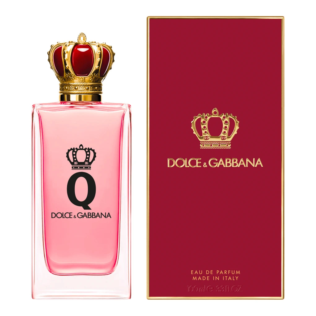 <p data-mce-fragment="1">Treat yourself like royalty with NEW Q Dolce &amp; Gabbana 3.4 oz EDP. With its tantalizing fruity and floral notes, enlivened by a vibrant woody base, this scent will make you feel confident and powerful like a modern day queen. Indulge and persevere - your throne awaits!</p>
<p data-mce-fragment="1">FRAGRANCE FAMILY: Woody Fruity</p>
<p data-mce-fragment="1">Top Notes: Sicilian Lemon, Jasmine Petals.<br>Middle Notes: Cherry, Heliotrope.<br>Base Notes: Cedarwood, Crystal Musk, Soft Musk.</p>