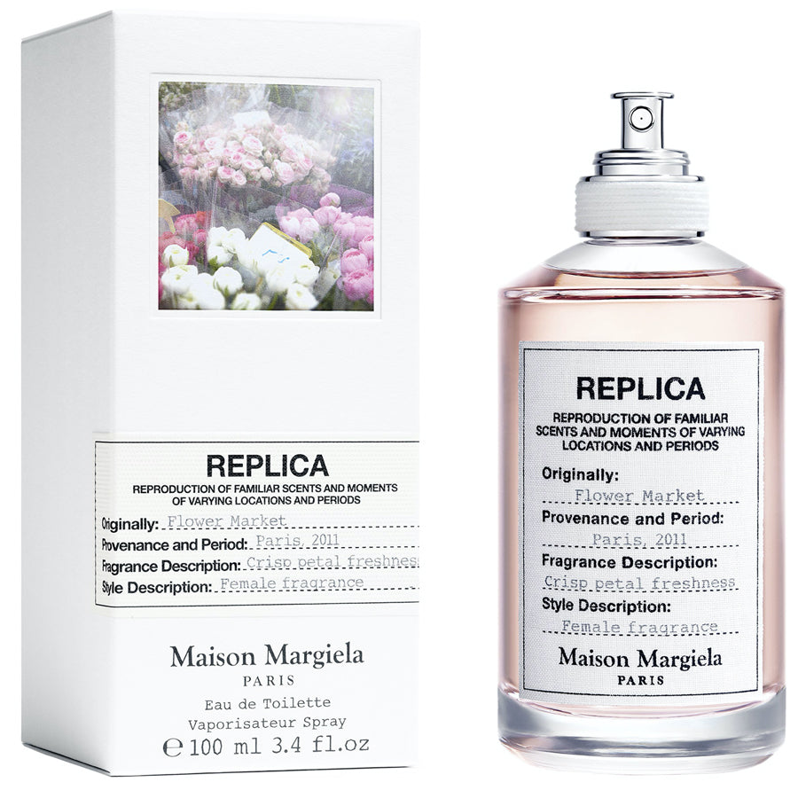 <meta charset="UTF-8"><span data-mce-fragment="1">A shimmering, freshly uplifting scent first released by Maison Margiela in 2012, Replica Flower Market is a classically modern spring and summer </span><span class="yZlgBd" data-mce-fragment="1">fragrance that mingles elements of white florals and rose with woods, green foliage and a hint of fruit. Opening notes are bright and light, an inviting blend of freesia and crisp leaves. Lovely, intoxicating jasmine and tuberose embrace the heart alongside delicate, inimitable Grasse rose.</span>