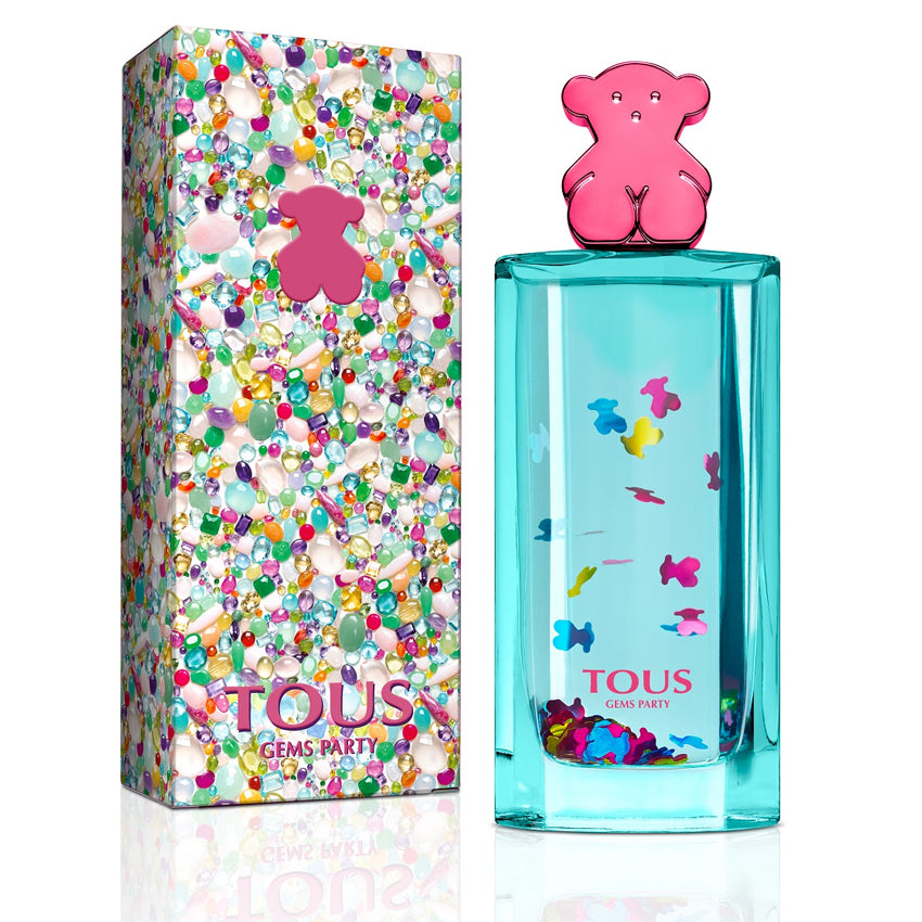 Tous Gems Party by Tous is a Floral Fruity Gourmand fragrance for women. This is a new fragrance. Tous Gems Party was launched in 2021. The nose behind this fragrance is Corinne Cachen. Top notes are Lemon, Papaya, Pineapple and Peach; middle notes are Jasmine, Mango Blossom and Peony; base notes are Musk, Vanilla, Sandalwood and Amber.
