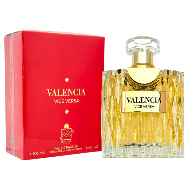 <p data-mce-fragment="1"><em>INSPIRED BY </em><strong>VALENTINO VOCE VIVA</strong></p>
<p data-mce-fragment="1">Introducing Valencia Vice Versa, a celebratory fragrance of floral sophistication created for the woman of refined taste. Combining top notes of citrus-tinged mandarin orange, fragrant bergamot, and ginger for a beguiling hint of spice, Valencia Vice Versa artfully transitions to a heart of orange blossom and gardenia before ending in a rich mélange of sensuous vanilla, tonka bean, and creamy musk. A timeless scent of refined elegance.</p>